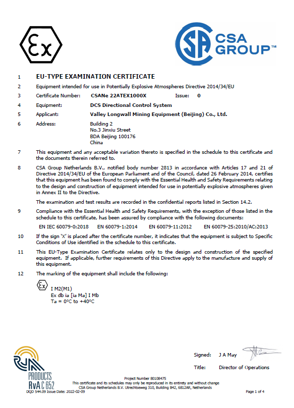 EU-TYPE EXAMINATION CERTIFICATE