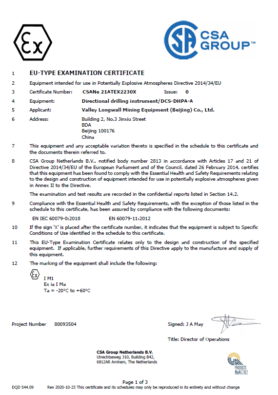 EU-TYPE EXAMINATION CERTIFICATE