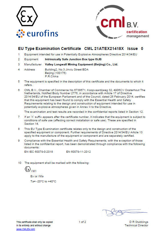 EU Type Examination Certificate